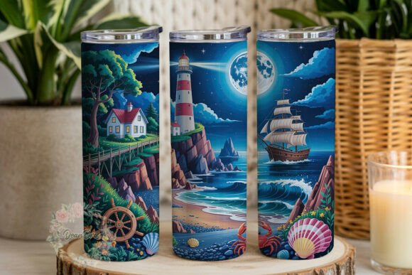 Coastal Lighthouse Moon Ship Tumbler Review