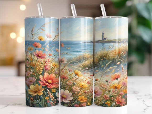 Coastal Wildflower Lighthouse Tumbler