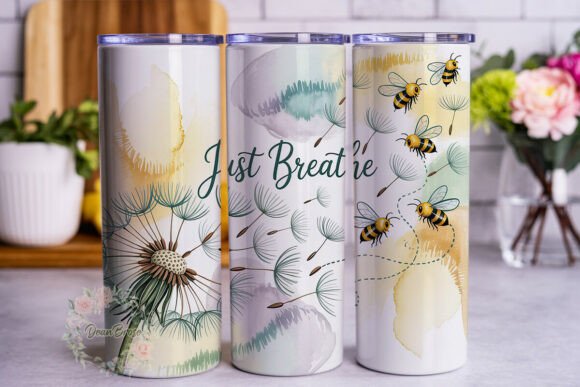 Dandelion Seeds Bee 20oz Tumbler Wrap