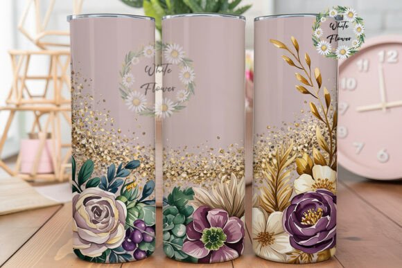 Elegant Floral Glitter 20oz Tumbler Wrap