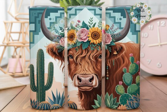 Highland Cow Floral Western 20oz Tumbler