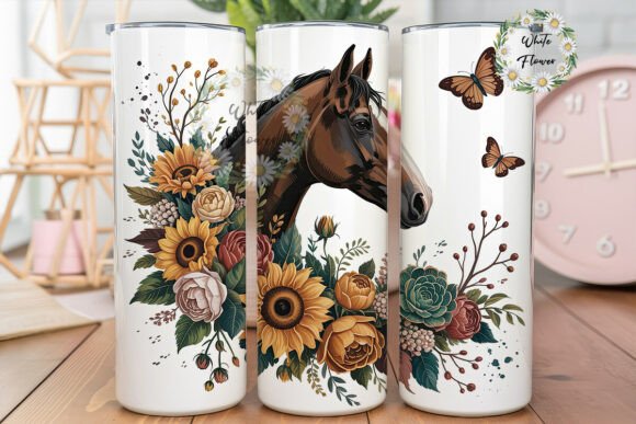 Horse Sunflower Floral 20oz Tumbler Wrap