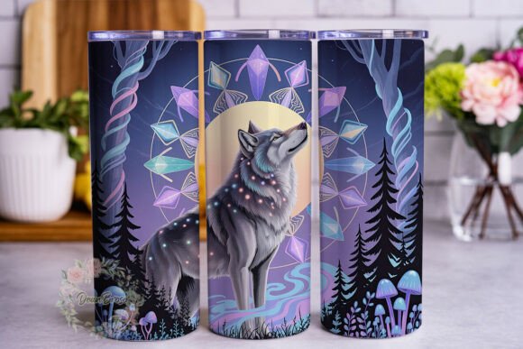 Mystical Forest Wolf 20oz Tumbler Wrap