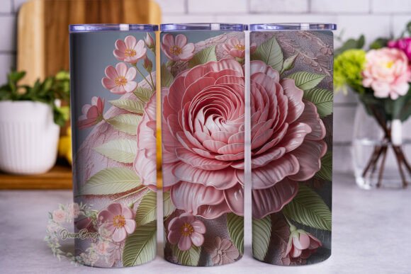 Pink Lace Rose 20oz Tumbler Wrap