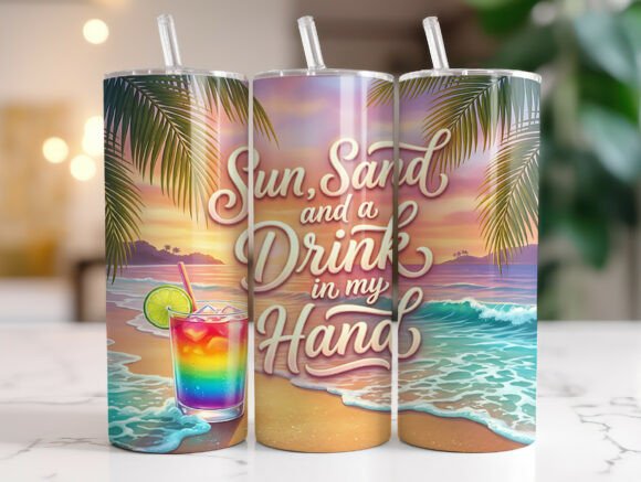 Tropical Sunset Cocktail Beach Tumbler