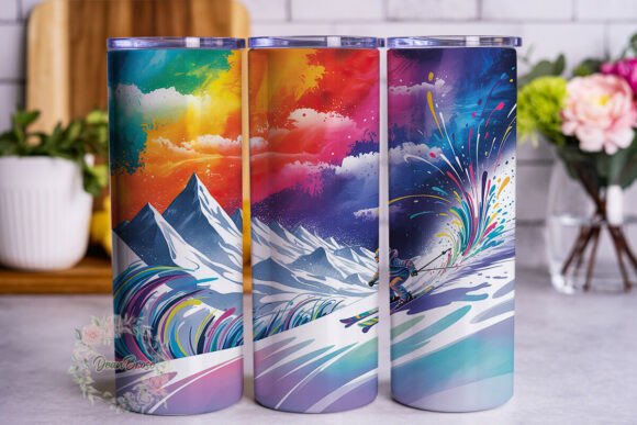 Vibrant Winter Ski Mountain 20oz Tumbler