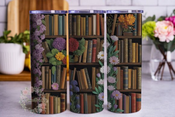 Vintage Bookshelf Floral 20oz Tumbler