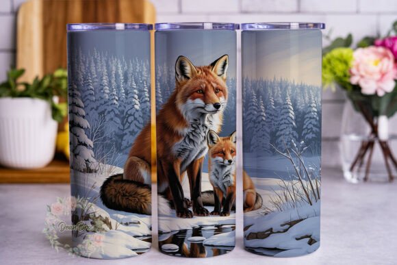 Winter Forest Fox Snow 20oz Tumbler Wrap